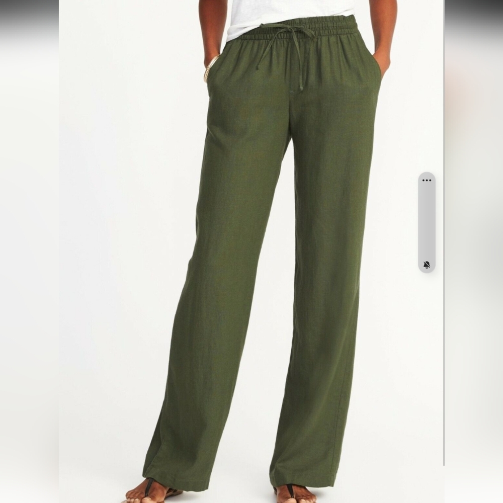 Old Navy Olive Green Linen Blend Pants Size XXL